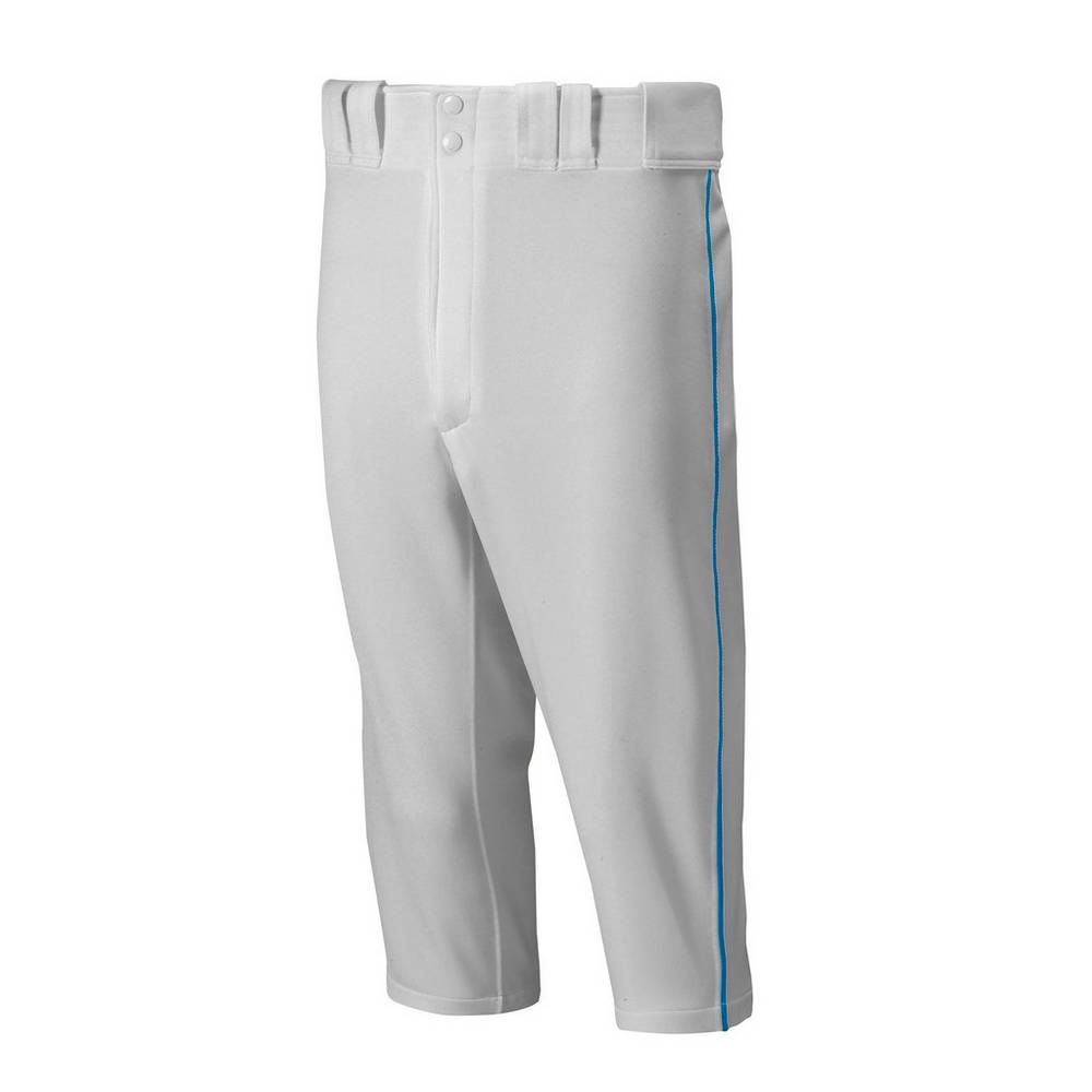 Mizuno Men's Premier Short Piped Baseball Pants Grey/Royal (350409-YET)